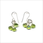 Nice  Beaded Earrings Made with Facetted Green Stone and Silver